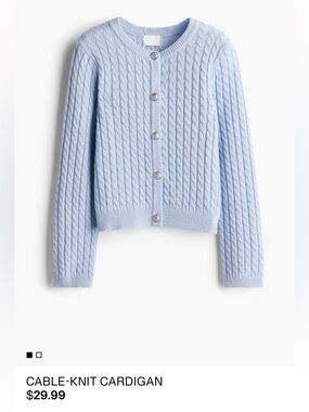 NWT H&M Pastel Blue Cable-Knit Button Cardigan